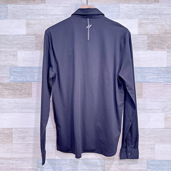 Dodge Jersey Knit Button Down Shirt Black Long Sleeve OGIO Stretch Mens Medium - Picture 4 of 8